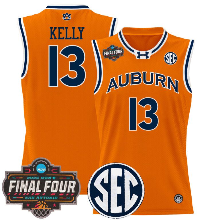 Men Auburn Tigers #13 Kelly orange 2025 Final Four Patch Lightweight  NCAA Jersey->ncaa teams->NCAA Jersey